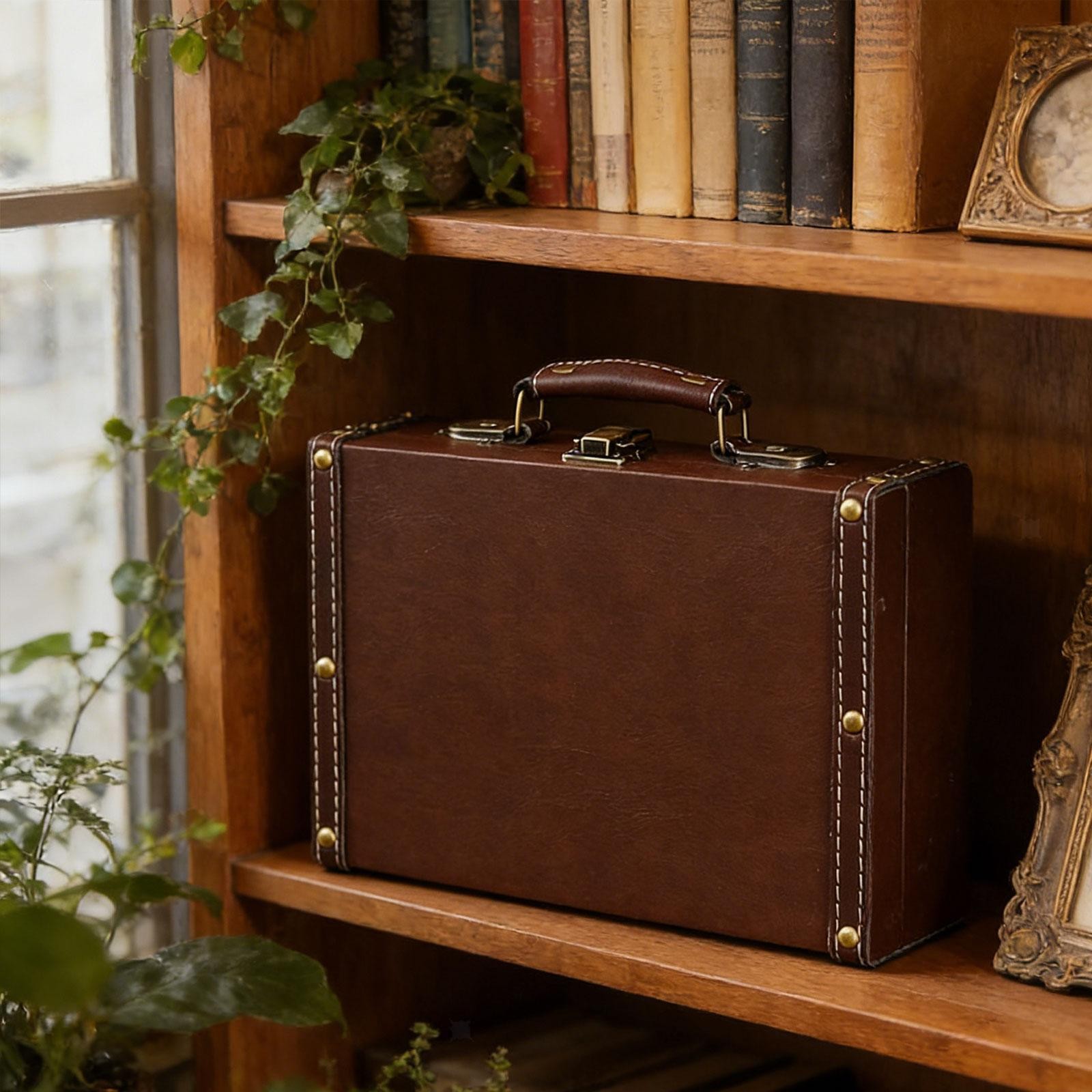 Vintage Suitcase Suitcase Storage Box Home Decor PU Leather Collection Old
