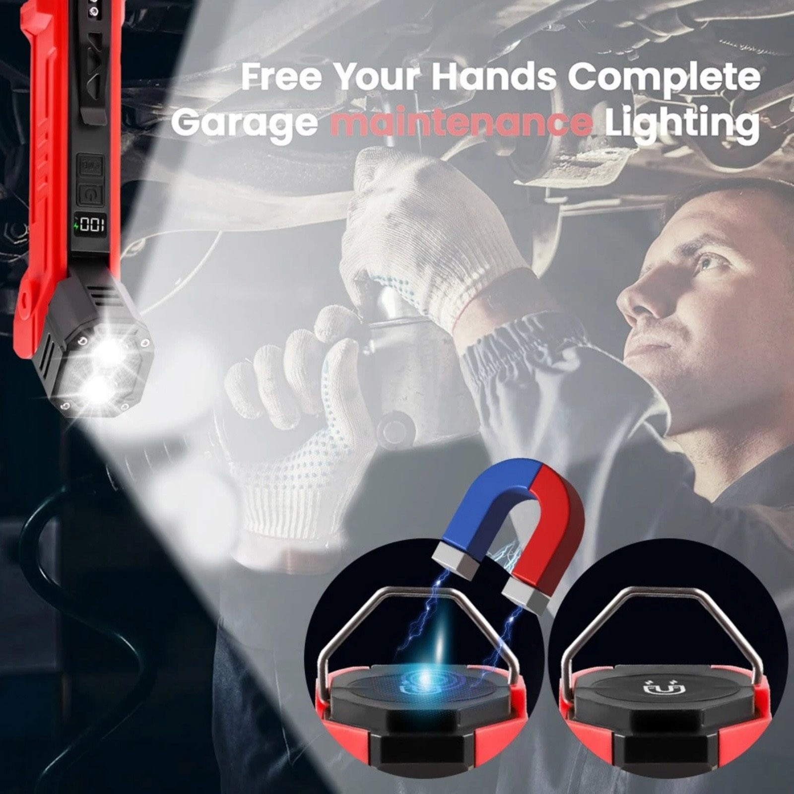 Rechargeable Magnetic LED Work Light 600LM Waterproof Flashlight Lamp Tool