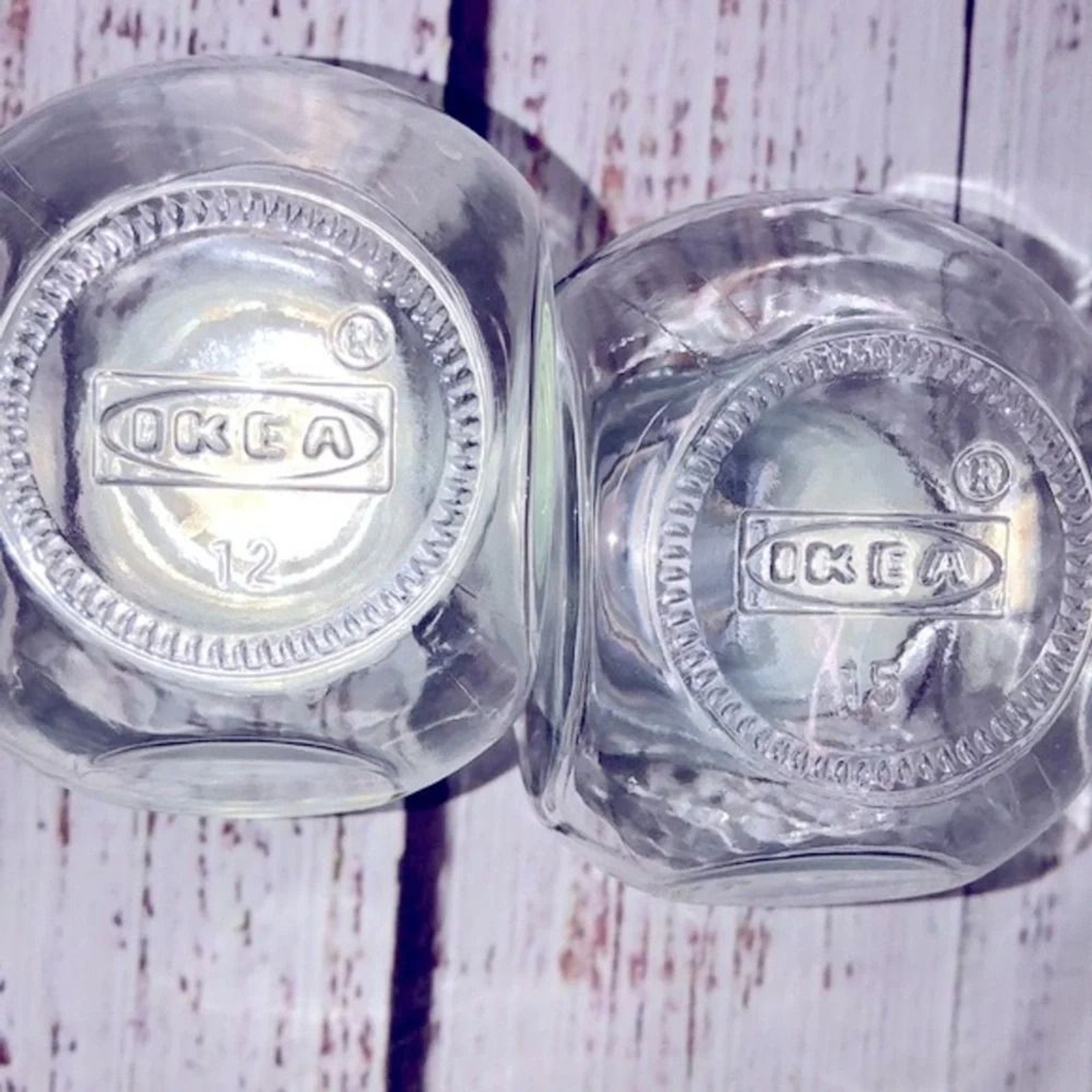 Set of two miniature IKEA glass jars