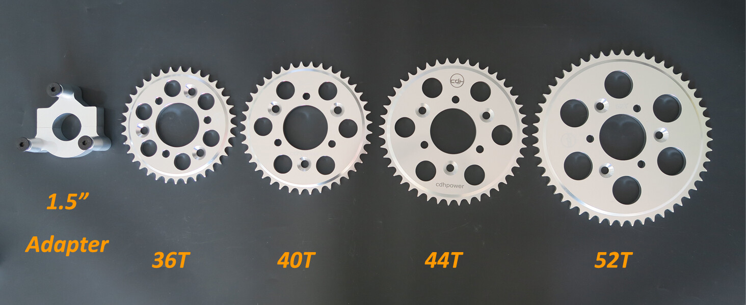 CDH Rear Hub Adapter 1.5" and CNC Sprocket for SPOKE WHEEL - GAS Motorized BIKE