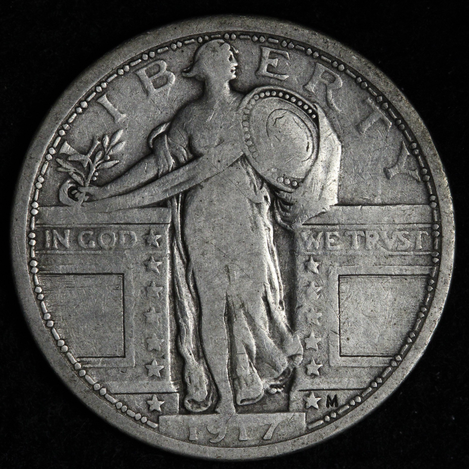 1917 TYPE 1 Standing Liberty Silver Quarter VF E341 DJEM