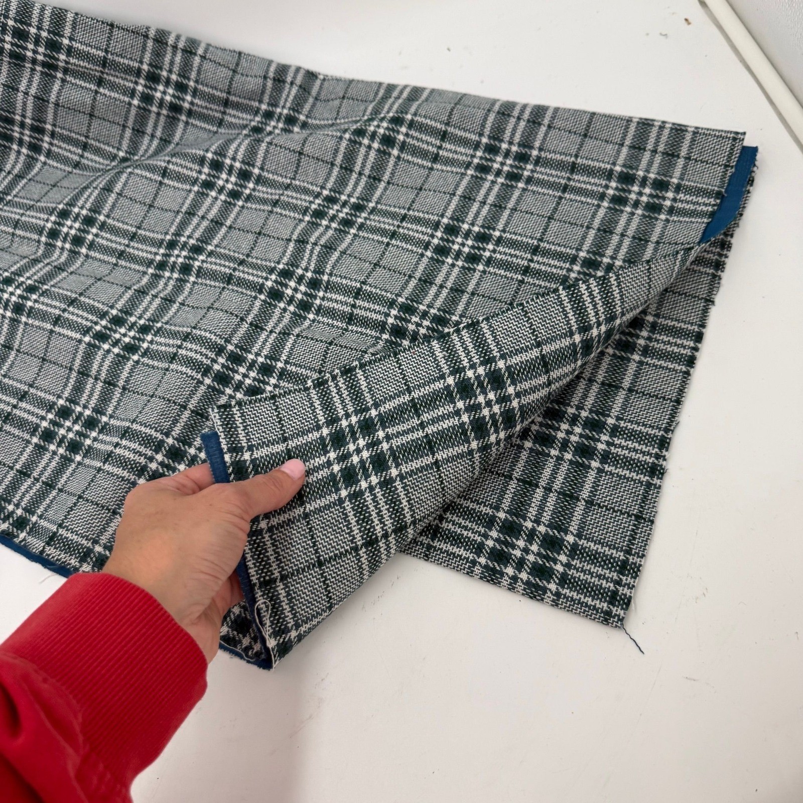 Green and White Plaid Fabric