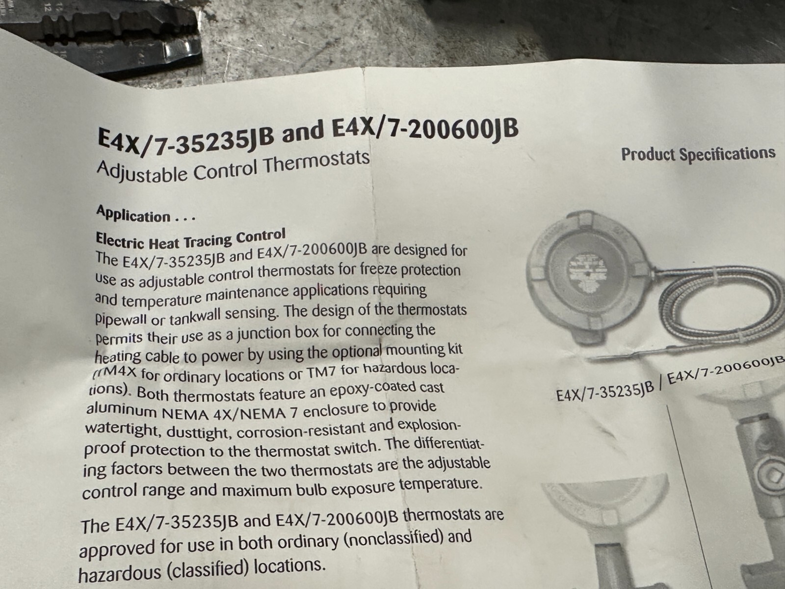 Thermon Adjustable Control Thermostat E4X7-35235JB