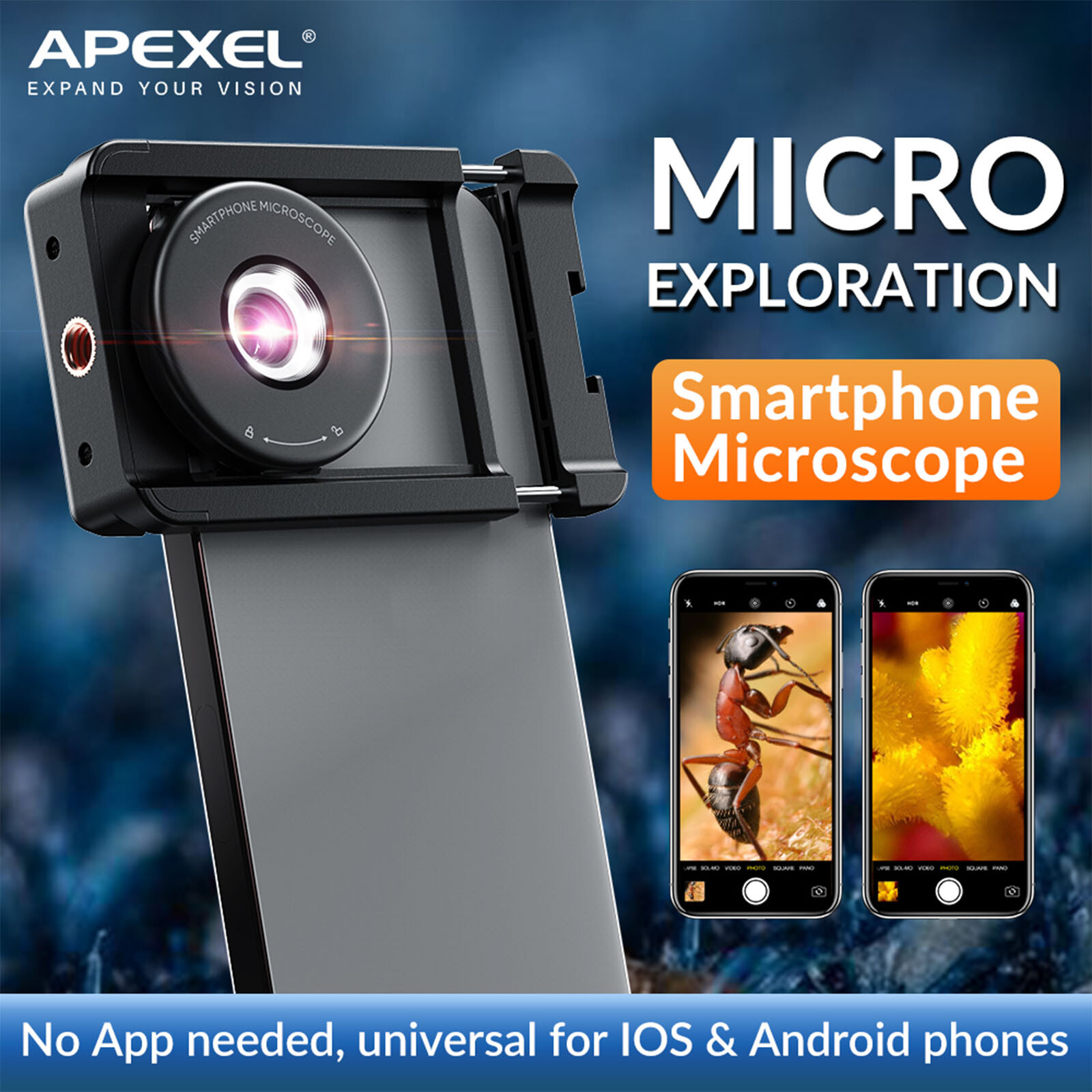 APEXEL Smartphone Microscope Portable Micro Exploration with LED Fill Light