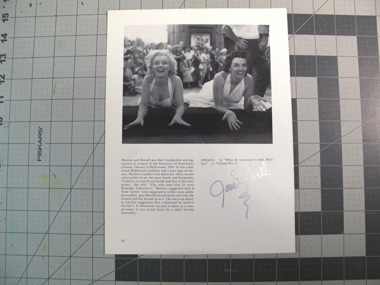 vtg clipping autograph - Jane Russell movie star Gentlemen Prefer Blondes Monroe