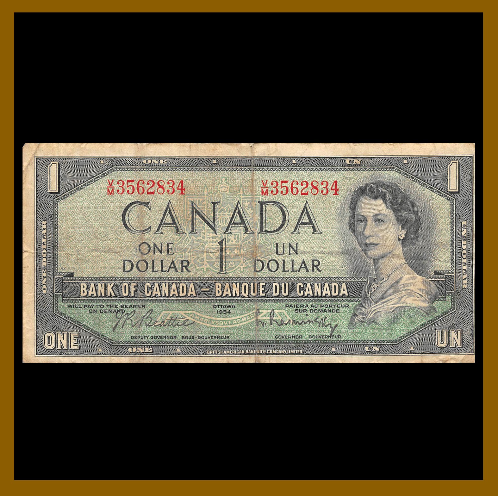 Canada 1 Dollar, 1954 (1972-1973) P-75c BABNC QEII Cir