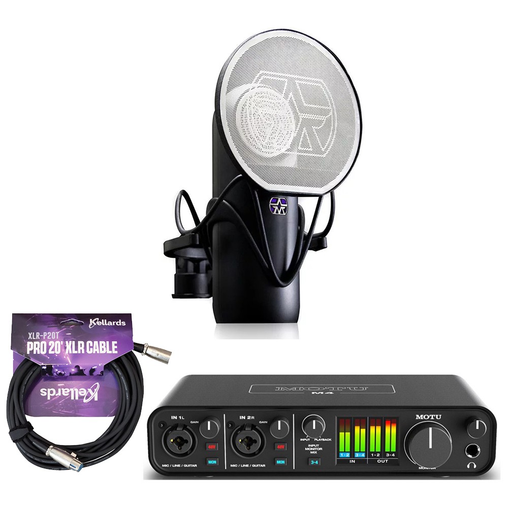 Motu M4 4x4 USB Audio Interface w/ Aston Microphones, Kellards XLR Cable Kit