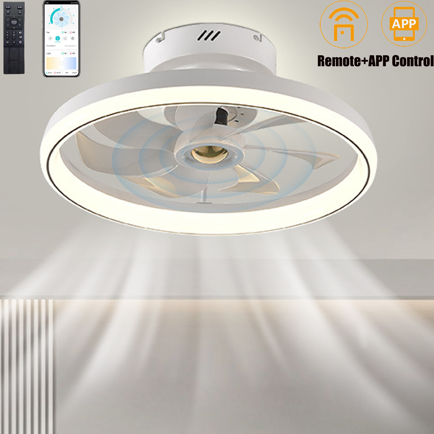 20" Ceiling Fans w/ Remote Light Dimmable Low Profile Ceiling Fan Light for Home