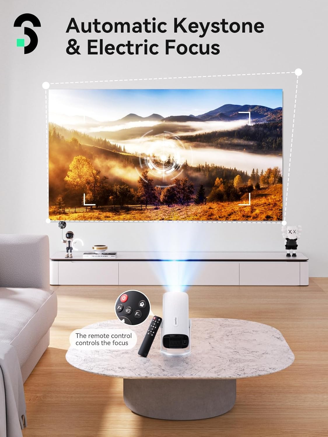 SOOMFON Mini Projector 1080P Support Bluetooth 5.1 Auto Keystone Electric Focus