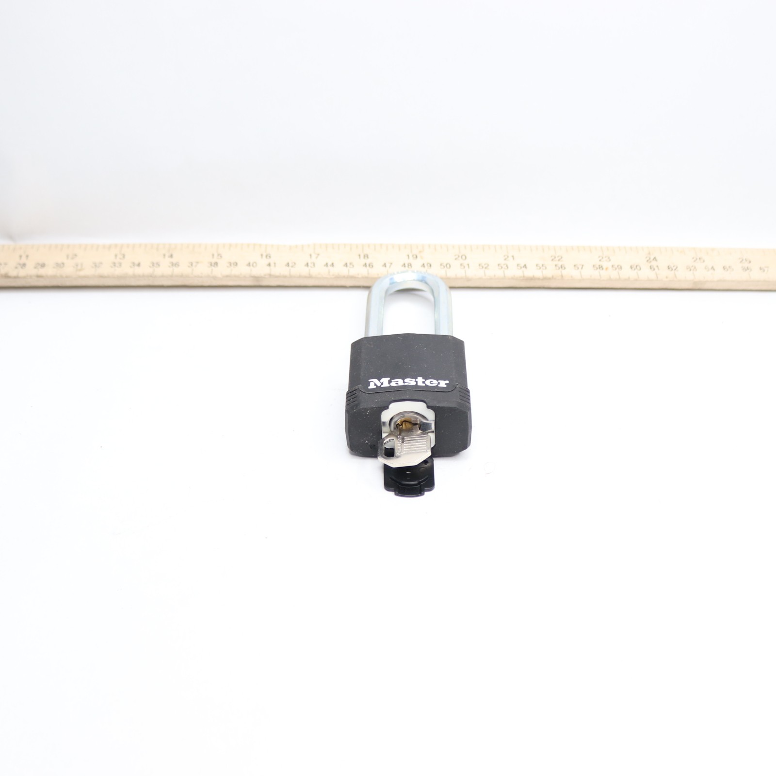 Master Lock Heavy Duty Padlock w/ Key Black 2-1/8" W x 2-1/2" - Missing Package