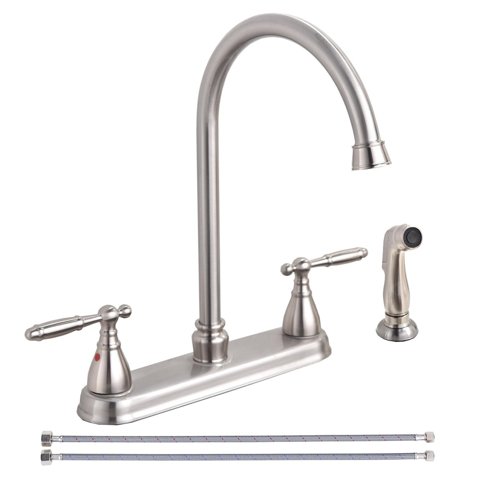 Kitchen Faucet with Side Sprayer, 2 Handle Faucet for Kitchen Sinks 3 Hole or...