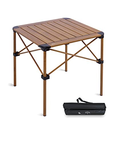 Lightweight Stable Alu. Folding Square Table Roll Up Top with Medium Nature