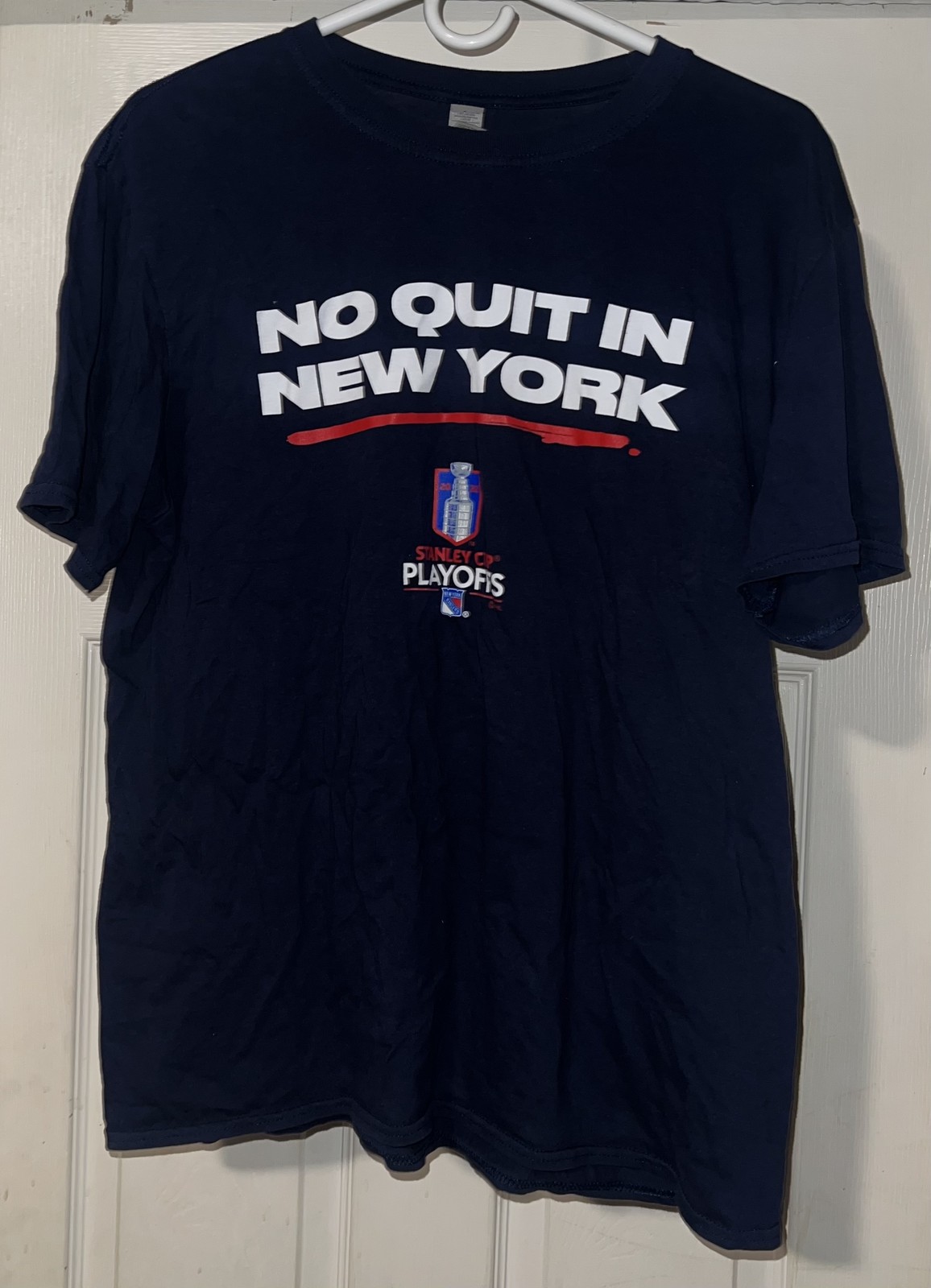 New York Rangers Shirt Mens Large NHL Hockey Stanley Cup Playoffs No Quit Fanati
