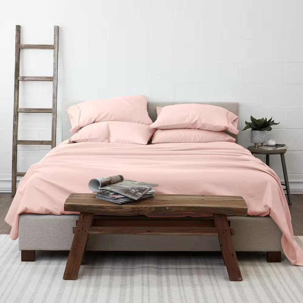 Luxury Ultra Soft 6 Piece Solid Blush Microfiber Full Sheet Set Free Shipping Ne