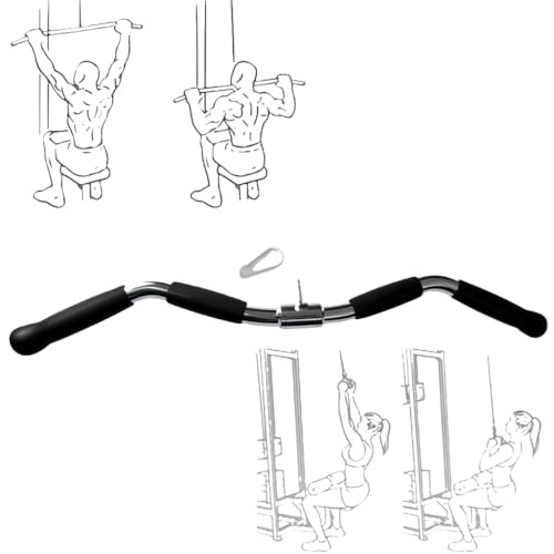 Lat Cable Machine Attachment Curl Pulldown Barbell Revolving Bar, Multi 28 Inch