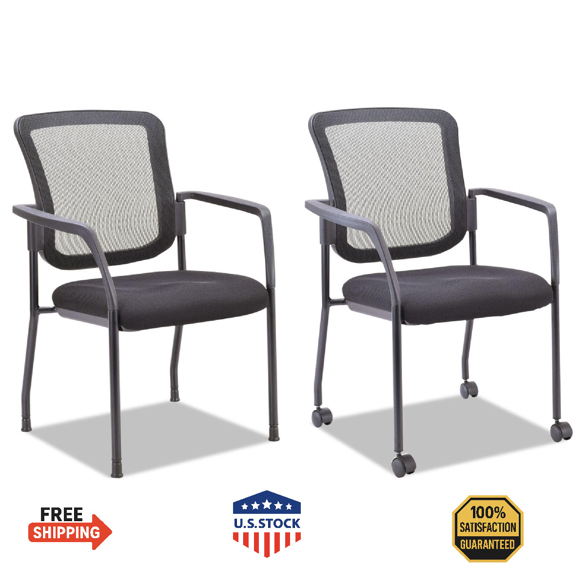 Alera ALE Mesh Guest Stacking Chair, Black