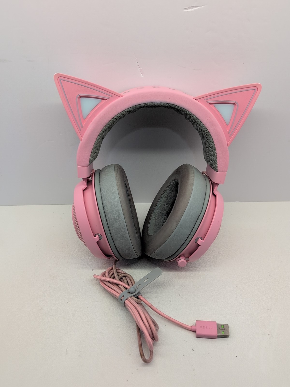 Razer Kraken RGB USB Gaming Headset Kitty Edition Tested Working #13