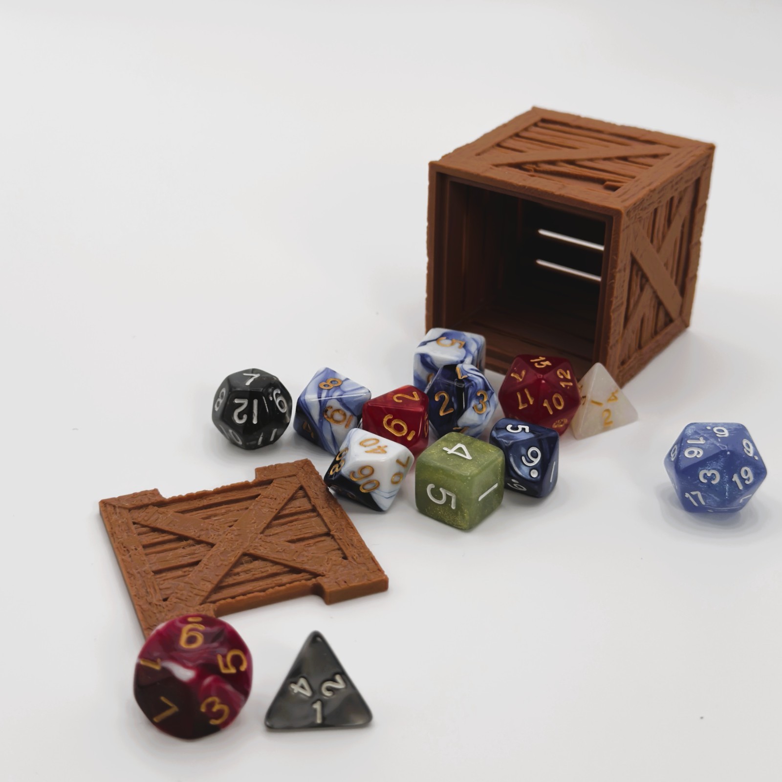 Dice Vault Crate Box for 2 Sets – DnD Organizer, RPG Dice Holder