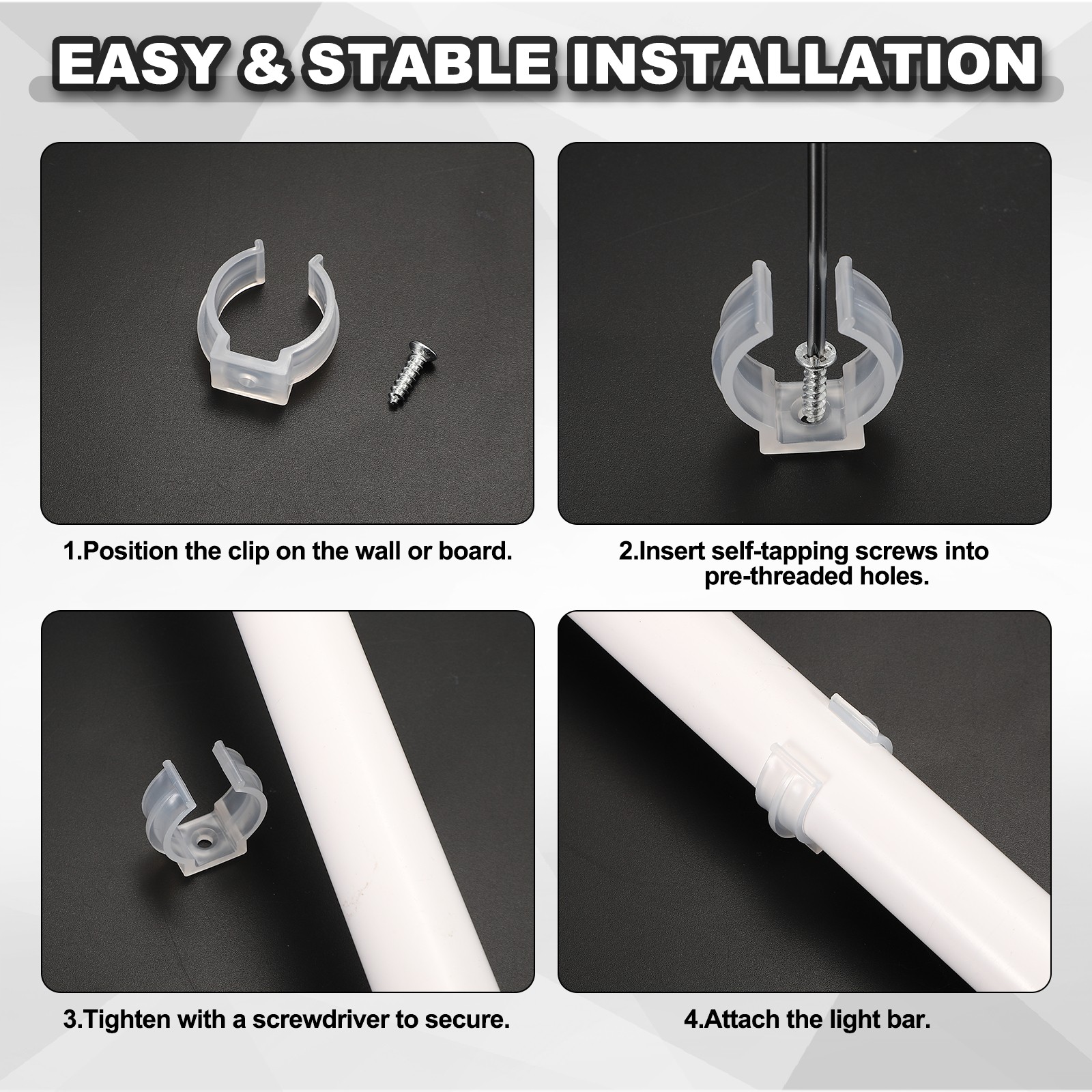 20 Pcs PP T4 0.05" Thick U Clips Holder Bracket, Transparent