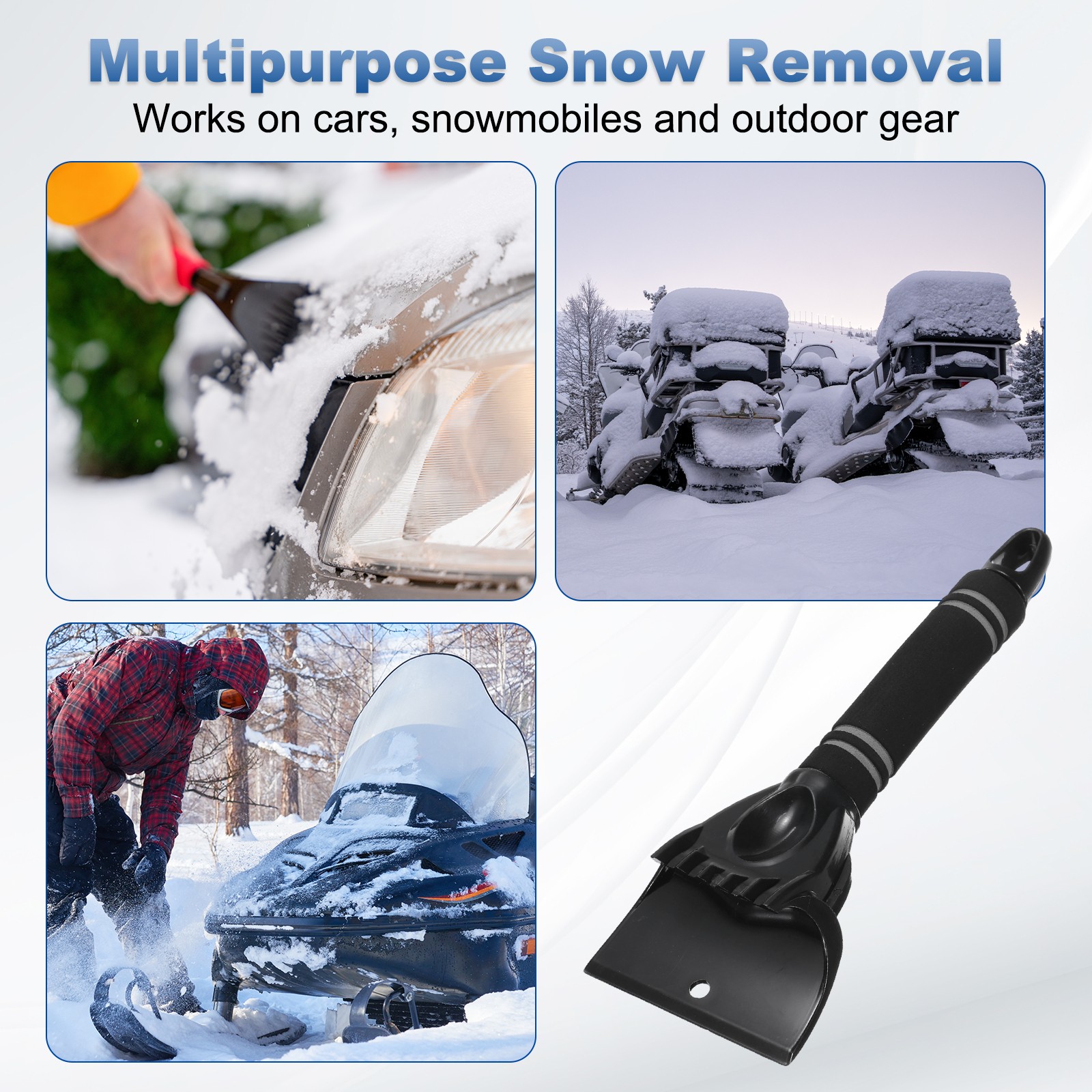 2Pcs Car Ice Scraper 10\" x 4\" for Windshield, Grey/Black