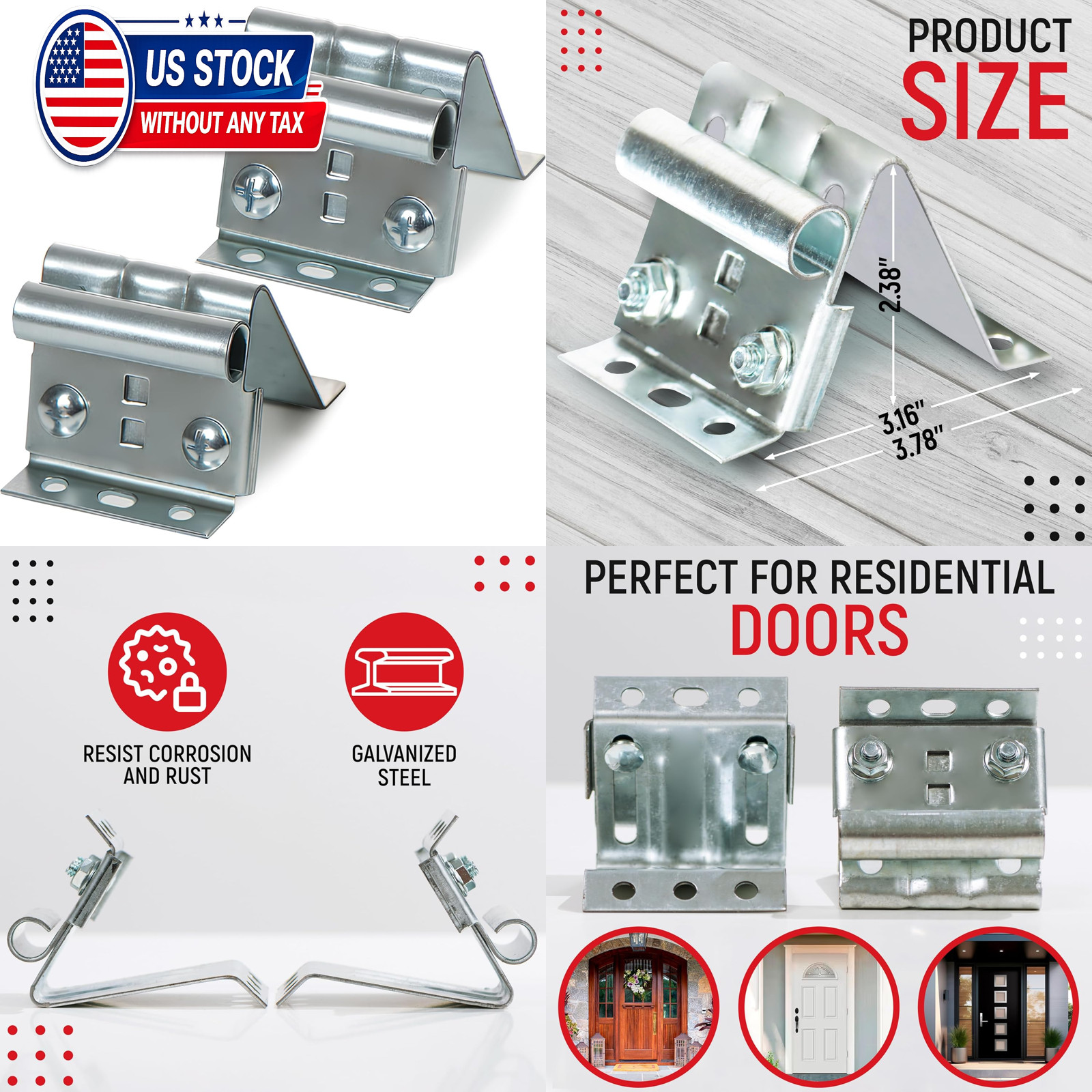 Garage Door Top Bracket Galvanized Steel Adjustable 7/16 Inch Roller Shafts 2