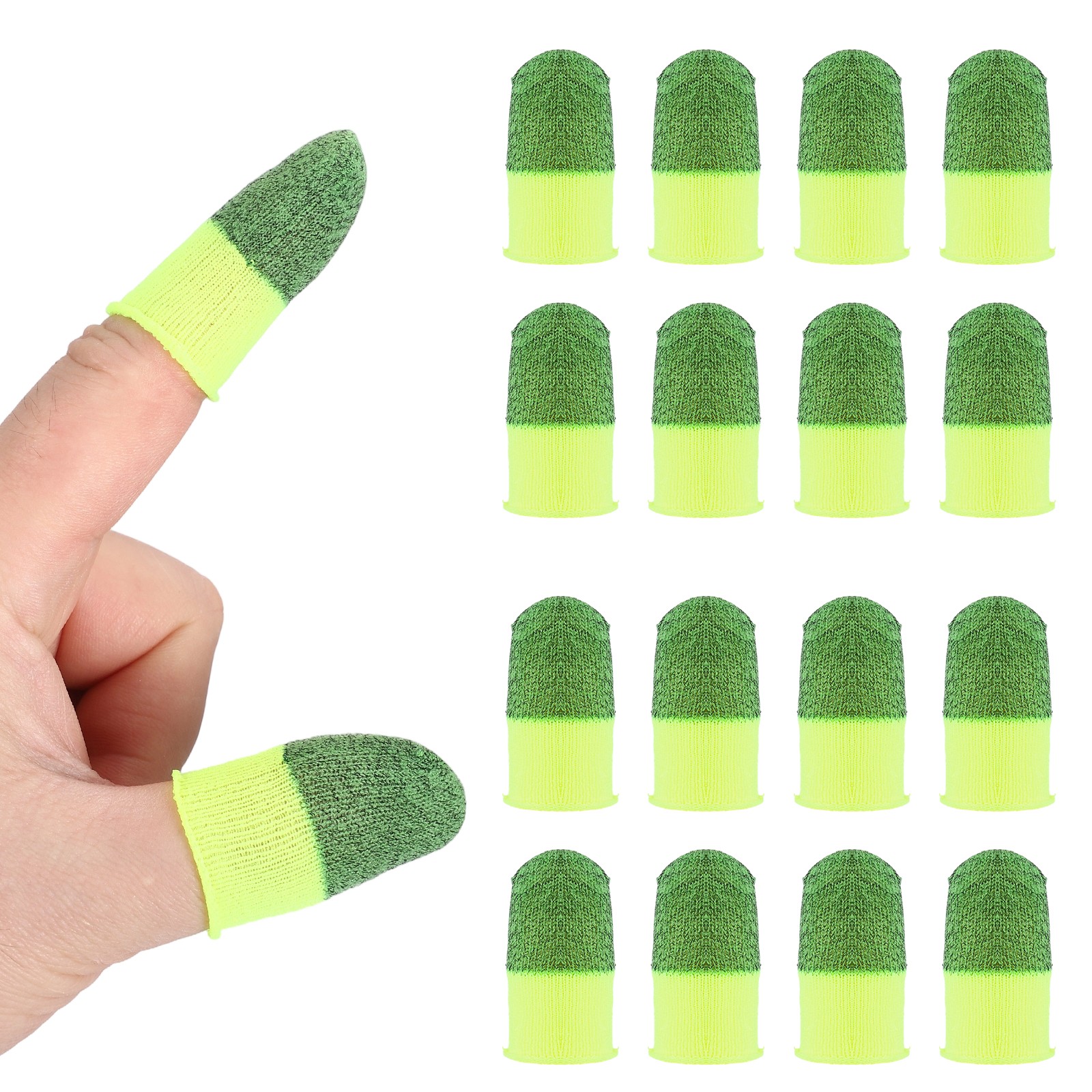Mobile Gaming Finger Sleeve, 16 Pack Controller Finger Thumb Sleeve, Green