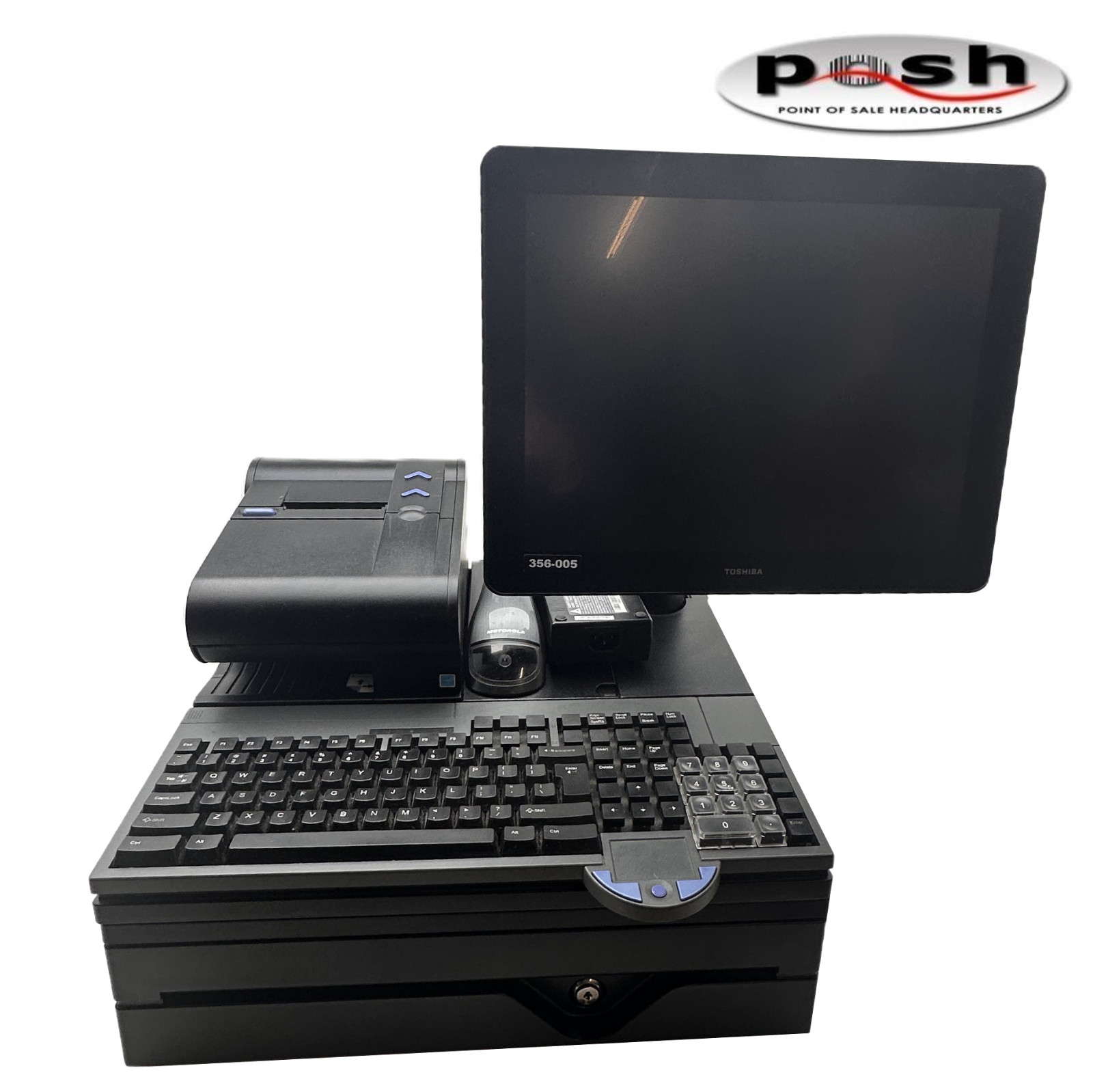 Toshiba / IBM TCx800 POS Terminal Bundle w/ Printer, Cash Drawer & Zebra DS4801