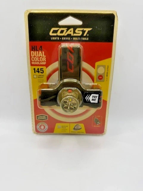Coast HL4 Dual Color LED Headlamp 145 Lumens Red White Light Weatherproof New