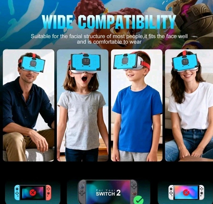 STARTRC GAMES VR Headset for Nintendo Switch 2 Adjustable Lenses White and Blue