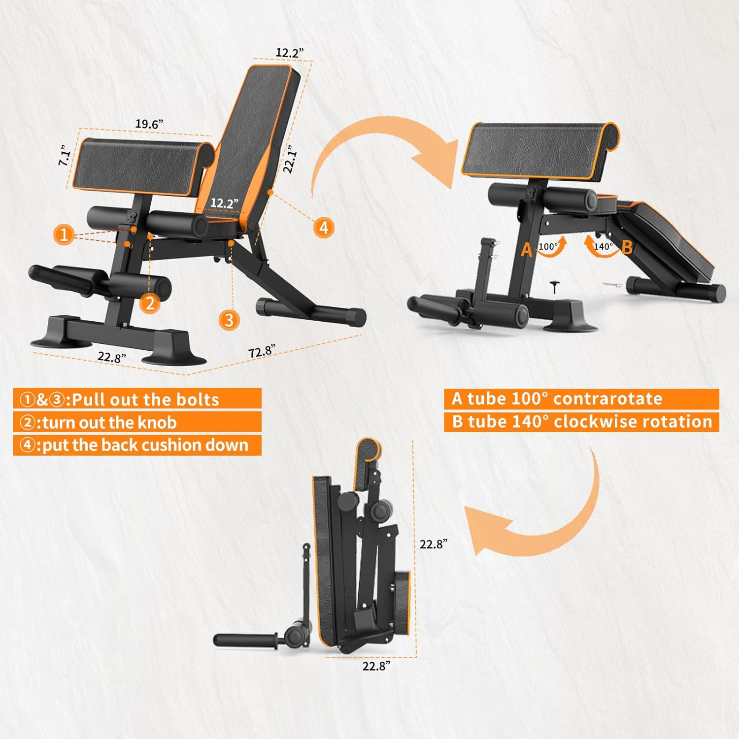 Adjustable Weight Bench Multi-Function Workout Bench for Home Gym,Foldable Incli