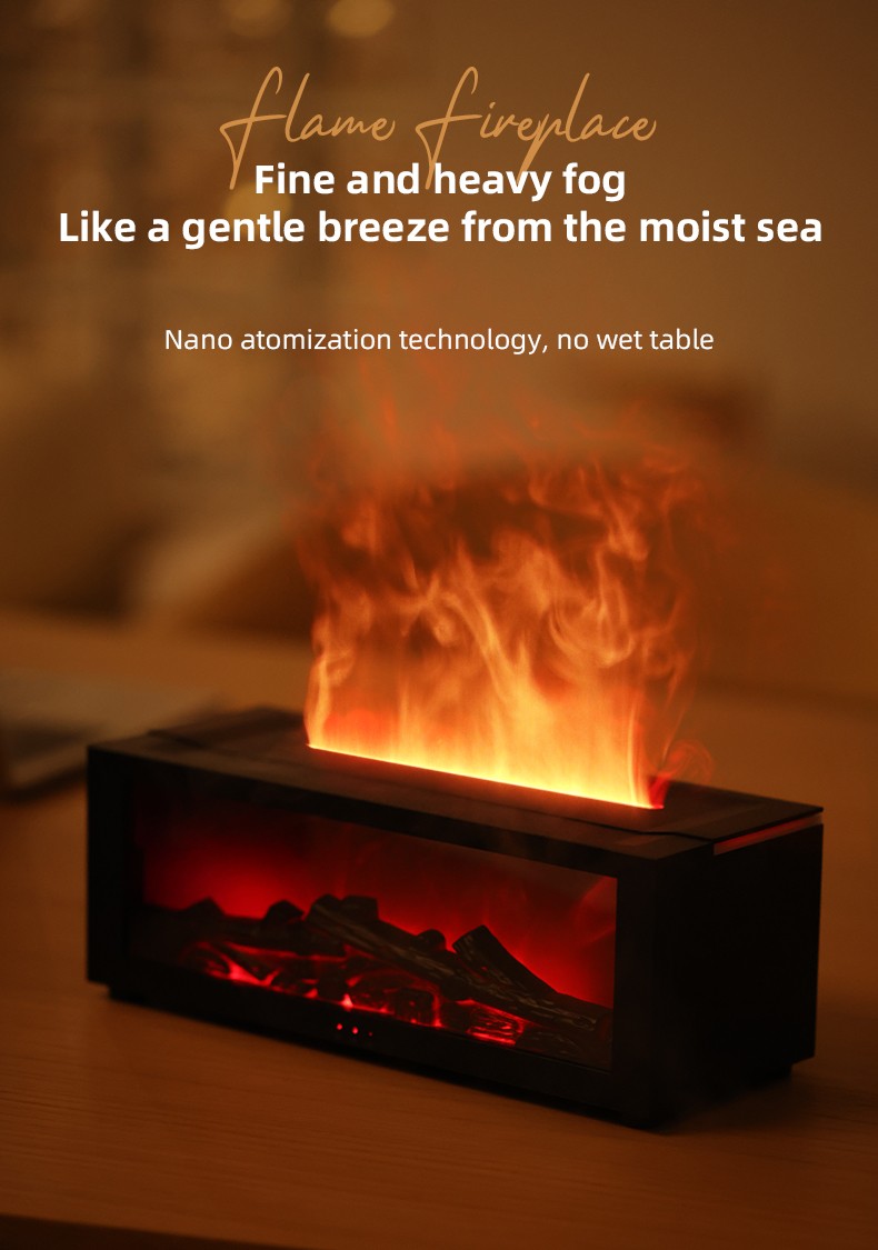 Home Fireplace Flame Essential Air Diffuser Cool Mist Humidifier Remote 7Colors