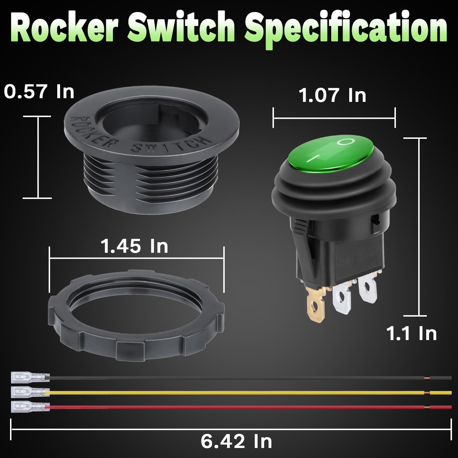 BFXM Round Rocker Switch, Toggle Switch 12V, On Off Switch, SPST 3 Pin | Wate...