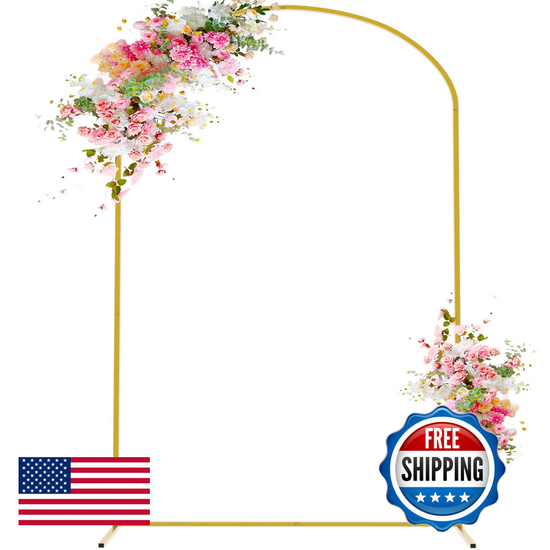 Wokceer 6.6 Ft Wedding Arch Backdrop Stand Gold Metal Chiara Backdrop Stand For