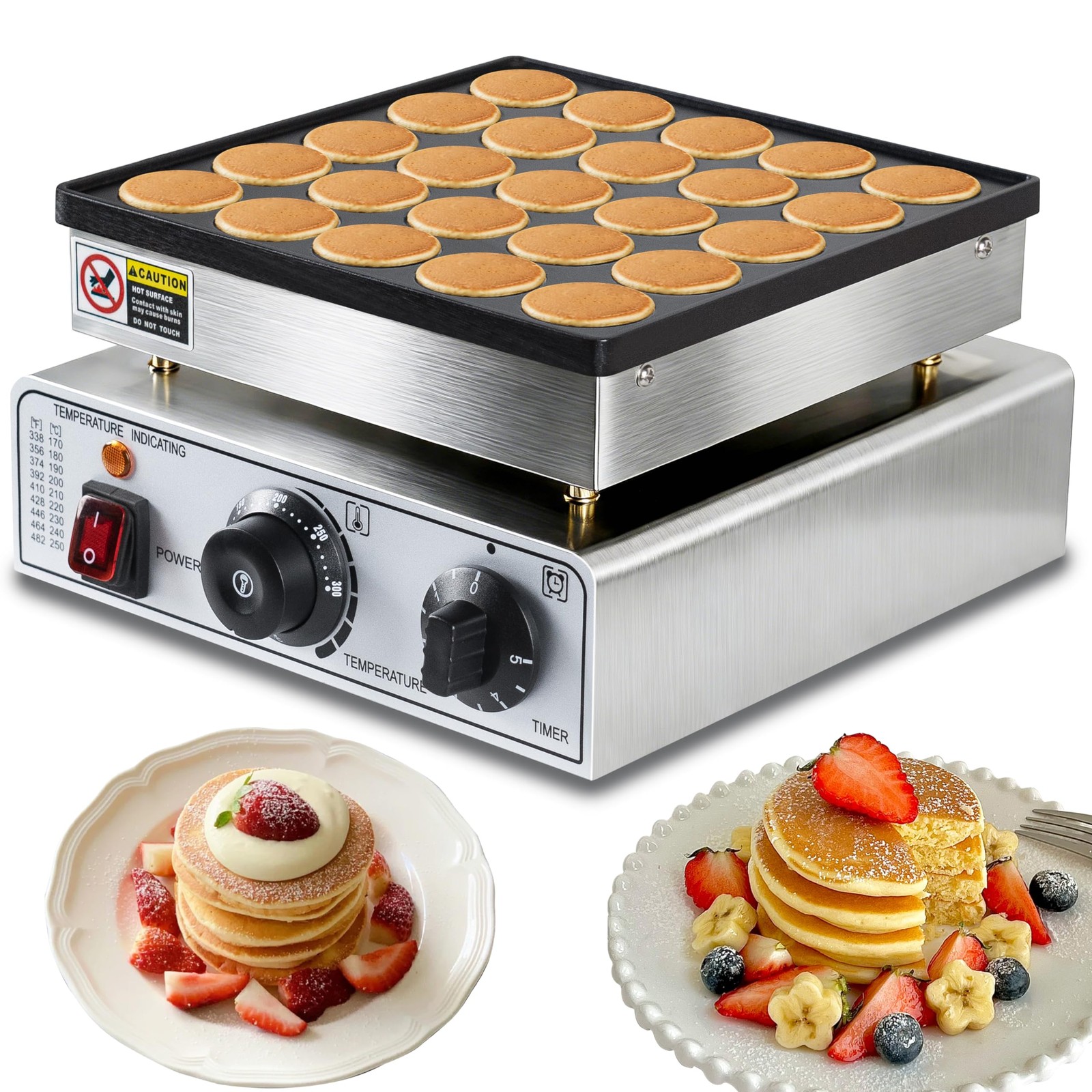 Mini Pancake Maker, 25-Cup Commercial Dutch Pancake Machine, 950W Non-Stick E...