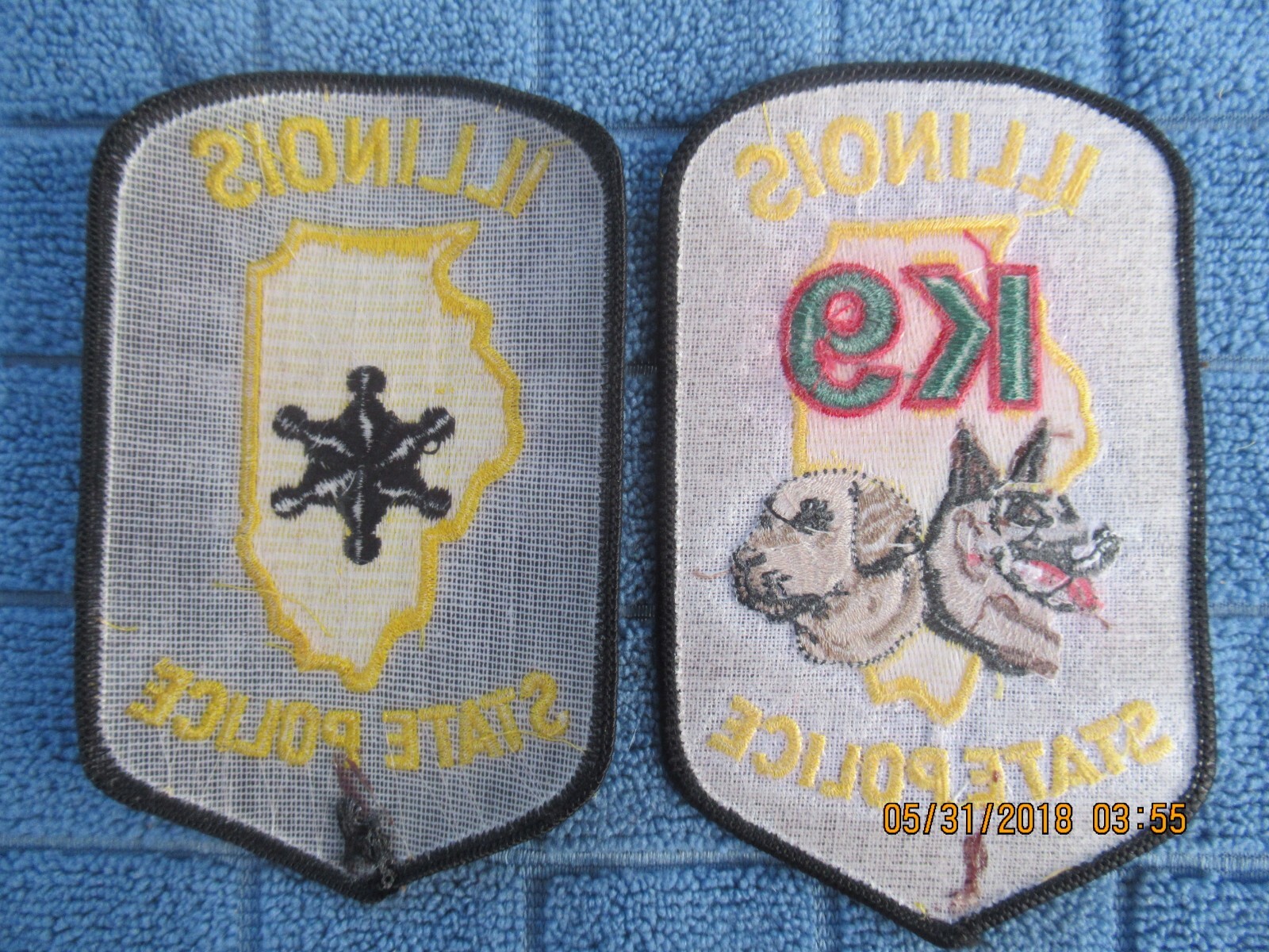 2 illinois state police patchs for display only 1 k-9
