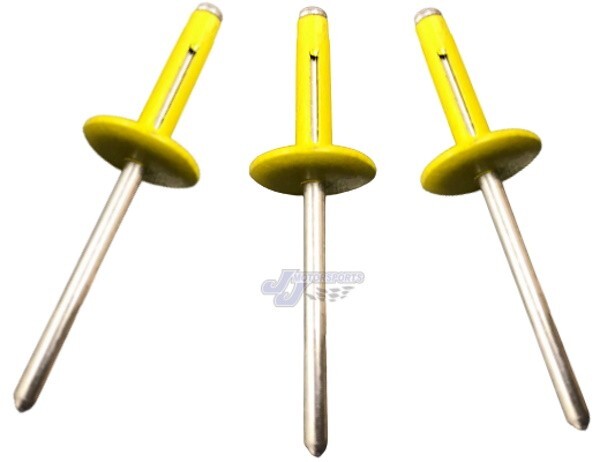 Large Head Yellow Exploding Rivets Pop Rivet 50 ct. Tri-Fold Racing Fasteners