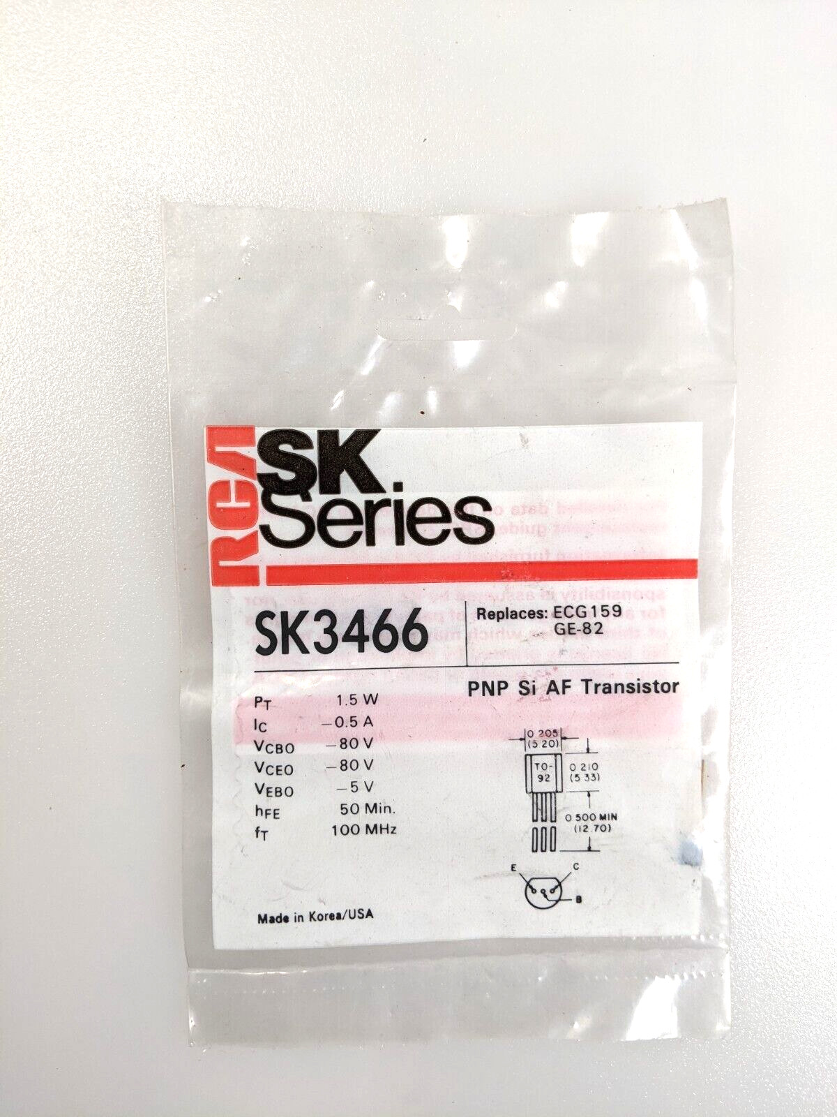 RCA SK3466 Si  AF TRANSISTOR SK Series Electronics