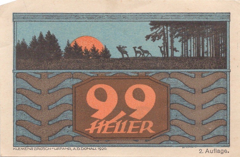 Austria 99 Heller 1920 St Johann Notgeld Vintage Paper Money Banknote VG