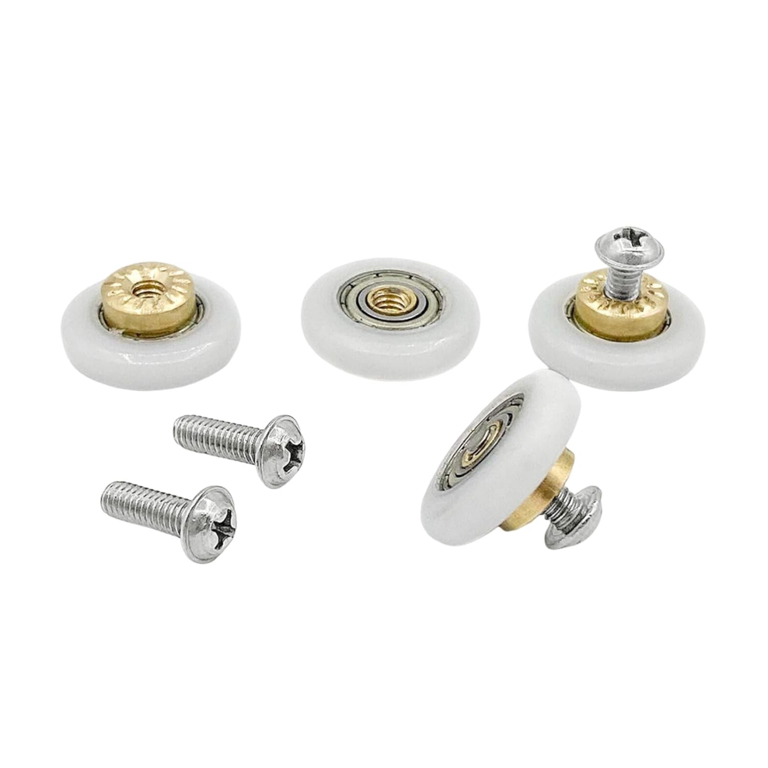 4PCS Shower Door Rollers Runners Wheels Replacement Part Bathroom 19mm, White