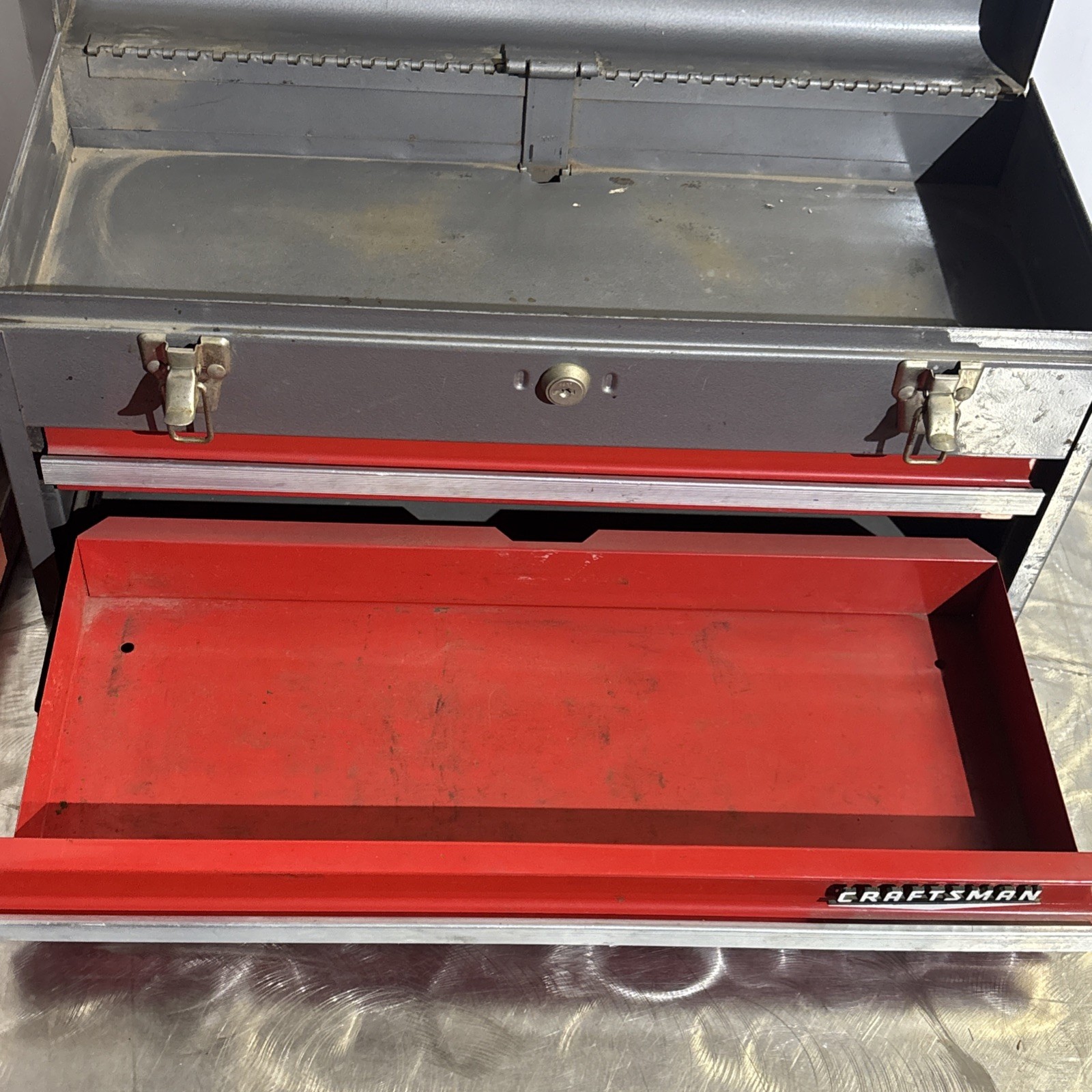 Craftsman 20" Portable Carrying Tool Chest Box Steel 2 Draw 65336 Vtg USA READ!