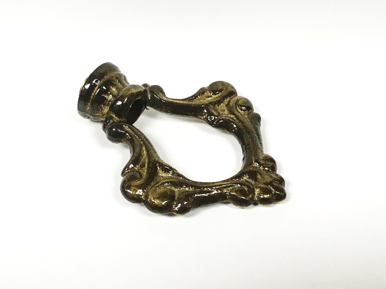 Lamp Finial-Solid Cast Brass ORNAMENTAL LOOP w/dual threads, AB Finish