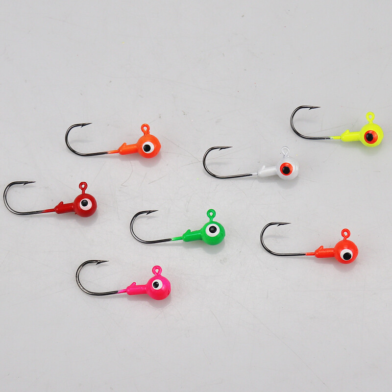 100Pcs Jig Heads Fishing Hooks Crappie Bass Panfish Lure Bait 1/32 1/16 1/8 oz