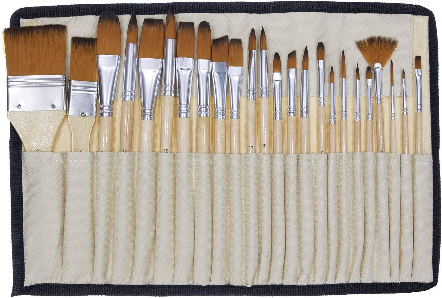 24 Pcs Artist Paint Brush Set with Free Carry Pouch for Watercolor, Acrylic, Oil