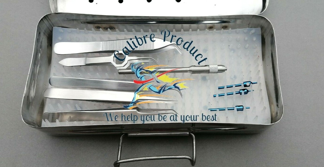 FUE Hair Punch & Hair Transplant Forceps Kit Set Of 10 Sterlize Box