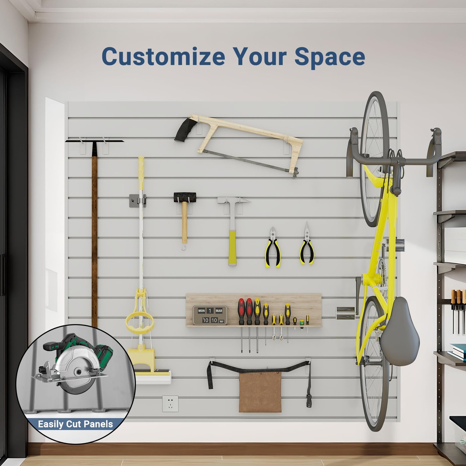 Slatwall Panel 4 FT x 4 FT, Interlocking Slat Wall Paneling, Wall Mounted PVC...