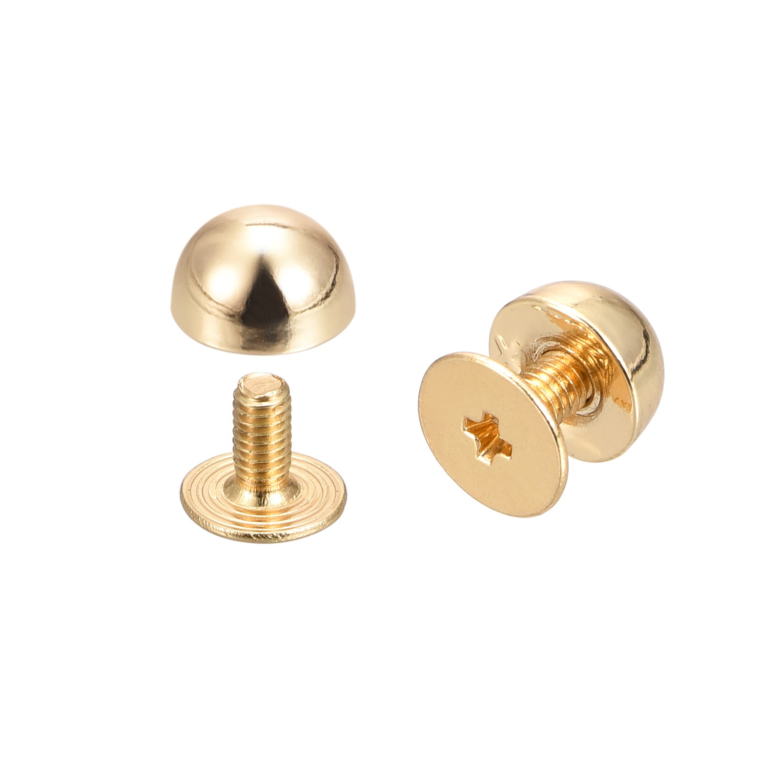 8x5mm Screw Back Rivets Solid Round Head Leather Studs Gold Tone 20 Sets