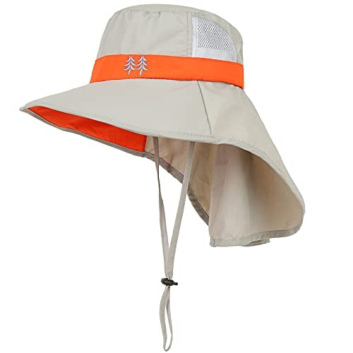 Kids Sun Hats UPF 50+ Sun Protection Hat for Kids with Neck Flap One Size Grey
