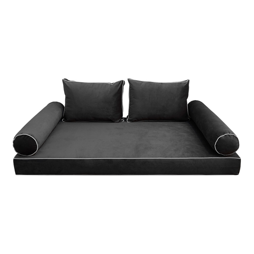 STYLE V1 Twin Velvet Contrast Indoor Daybed Mattress Pillow |COVER ONLY| AD350