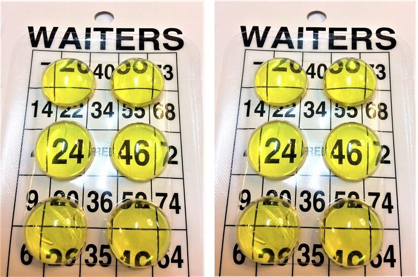 Bingo Waiters Set of 12 Magnifying Yellow Winning Numbers Identifiers Markers