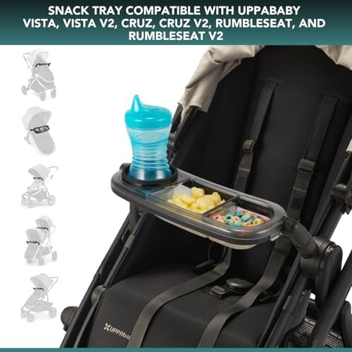 Stroller Snack Tray Cup Holder Double Compartment Quick Attach Universal Fit